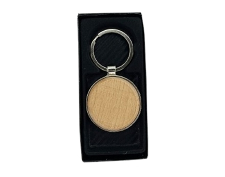 MP-LLMA17 - Llavero de Madera con Metal Circular y Cajita