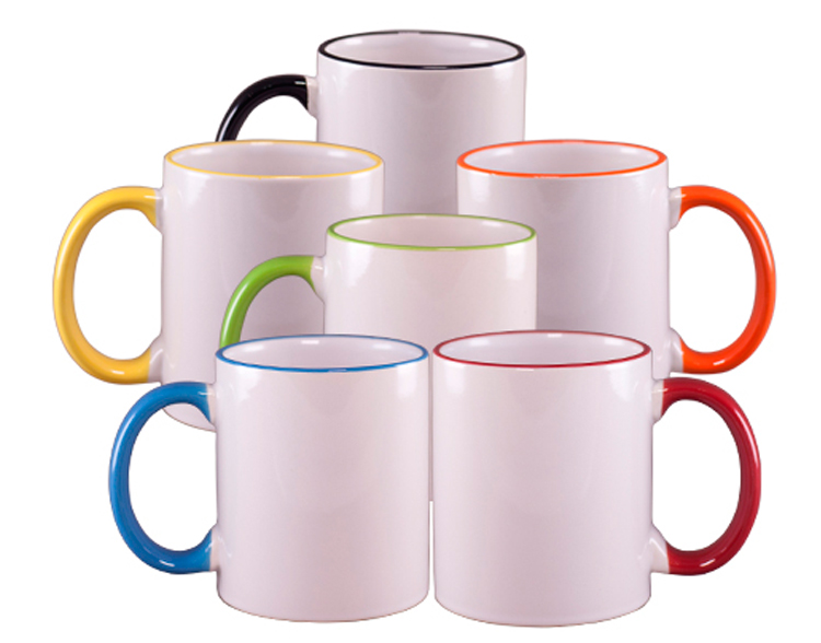TAZA COLOR BORDE 11 ONZAS